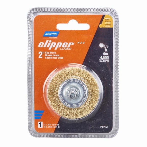 Norton Abrasives Norton Clipper 2 in. Coarse Crimped Wire Cup Brush Brass 4500 rpm 1 pc 70184609159 - main